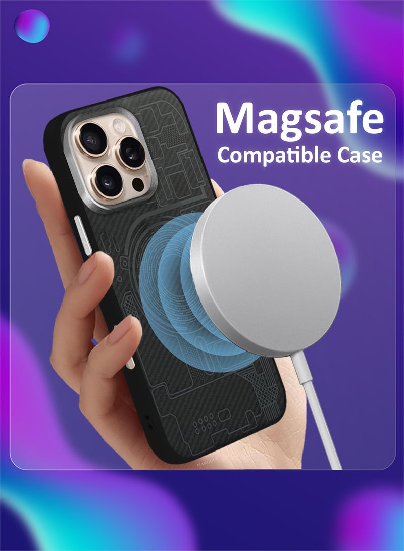 CATANES iPhone 16 Pro Case Cover Carbon Fiber Pattern Phone Case Slim Shockproof Back Cover Black Diagonal Patchwork - Image 3